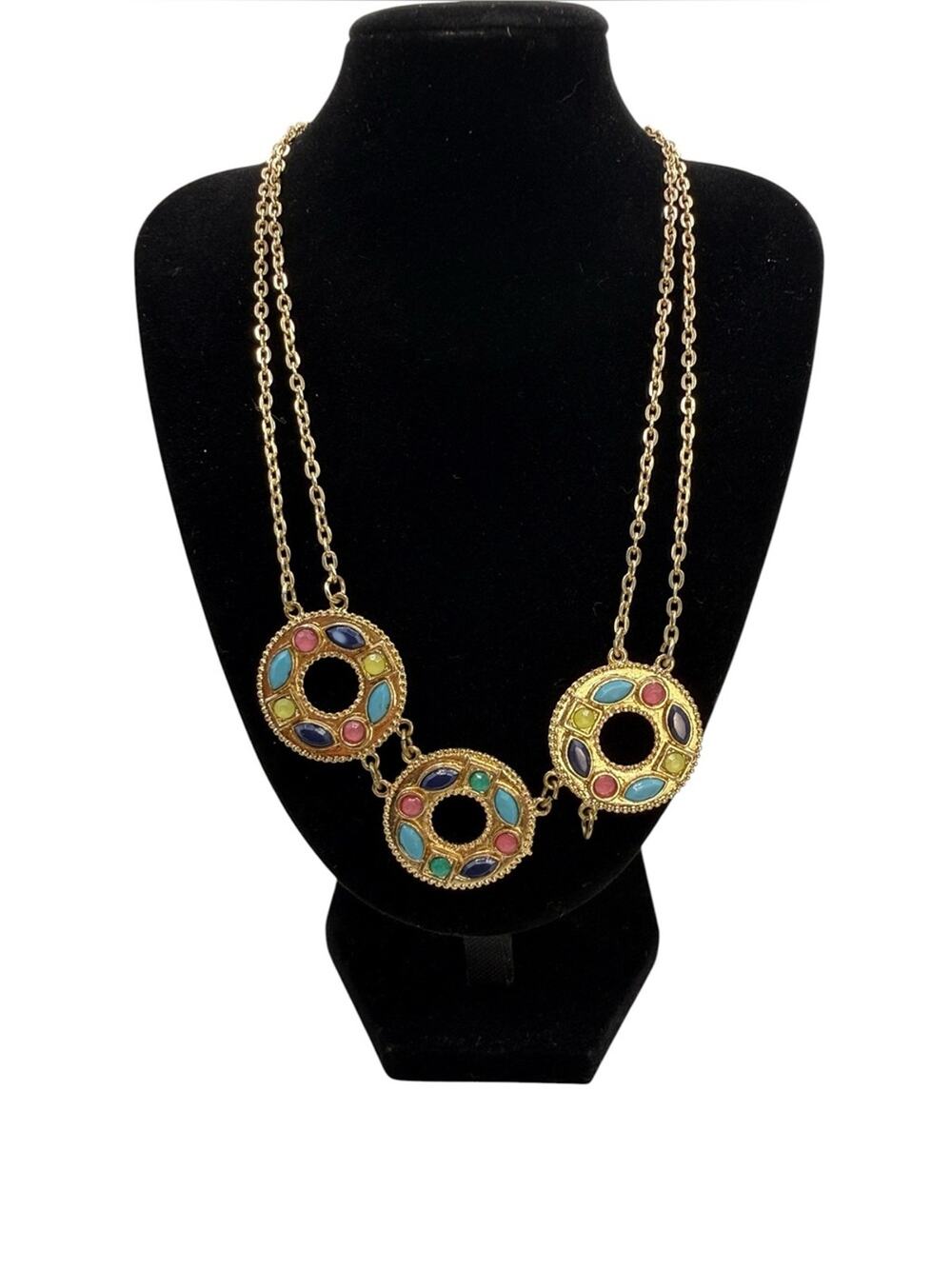Francesca's Collection Gold-Tone Multicolor Disc Statement Necklace